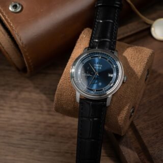Omega De Ville Prestige Power Reserve Replica Watch Dial Blue Leather Strap 39.5mm - Đồng Hồ Replica 1:1