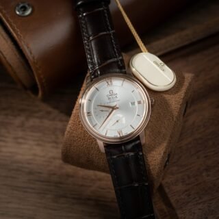 Omega De Ville Prestige Power Reserve Replica Watches Brown Leather Strap 39.5mm - Đồng Hồ Replica 1:1
