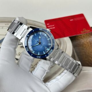 Omega Replica Watches Seamaster 300 Heritage Blue Dial Metal Wire VS Factory 41mm - Đồng Hồ Replica 1:1