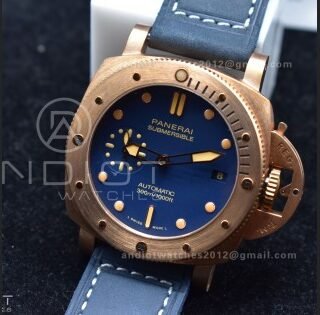 PAM1074 W Bronzo VSF 1:1 Best Edition Blue Dial on Blue Calfskin Strap P.900 Clone
