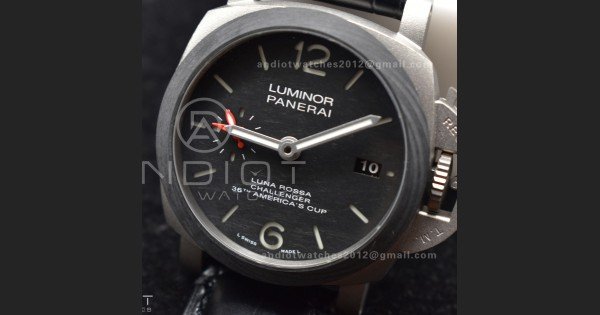 PAM1096 W Luminor GMT 42mm Titanium VSF 1:1 Best Edition Black Dial on Black Leather Strap P.9011 Super Clone
