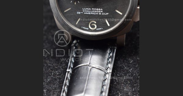 PAM1096 W Luminor GMT 42mm Titanium VSF 1:1 Best Edition Black Dial on Black Leather Strap P.9011 Super Clone