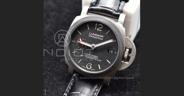 PAM1096 W Luminor GMT 42mm Titanium VSF 1:1 Best Edition Black Dial on Black Leather Strap P.9011 Super Clone