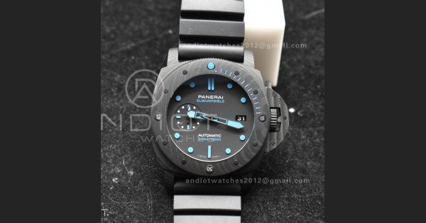 PAM1616 Carbotech 47mm VSF Best Edition Black Dial Blue Markers on Rubber Strap P.9010 Clone