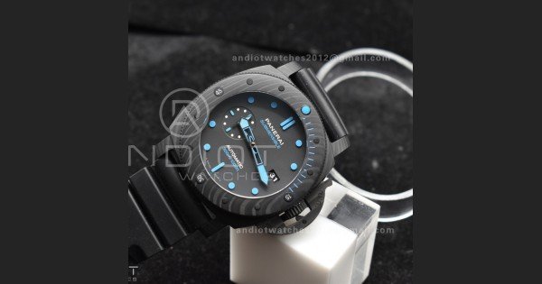 PAM1616 Carbotech 47mm VSF Best Edition Black Dial Blue Markers on Rubber Strap P.9010 Clone