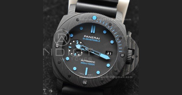 PAM1616 Carbotech 47mm VSF Best Edition Black Dial Blue Markers on Rubber Strap P.9010 Clone