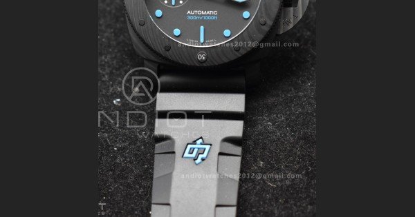 PAM1616 Carbotech 47mm VSF Best Edition Black Dial Blue Markers on Rubber Strap P.9010 Clone