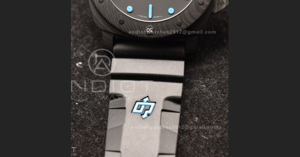 PAM1616 Carbotech 47mm VSF Best Edition Black Dial Blue Markers on Rubber Strap P.9010 Clone