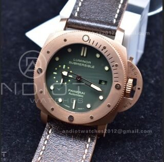 PAM382 N Bronzo VSF 1:1 Best Edition on Brown Distressed Calfskin Strap P.9000 Super Clone V2