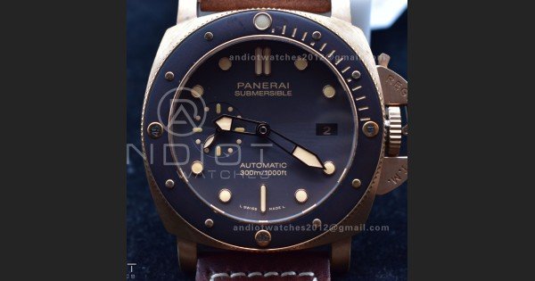 PAM968 V Bronzo VSF 1:1 Best Edition Brown Ceramic Bezel and Dial on Brown Calfskin Strap P.9010 Clone