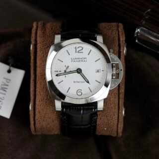 Panerai Luminor Bitempo PAM01367 Fake Watches White Dial Leather Strap VS Factory 40mm - Đồng Hồ Replica 1:1