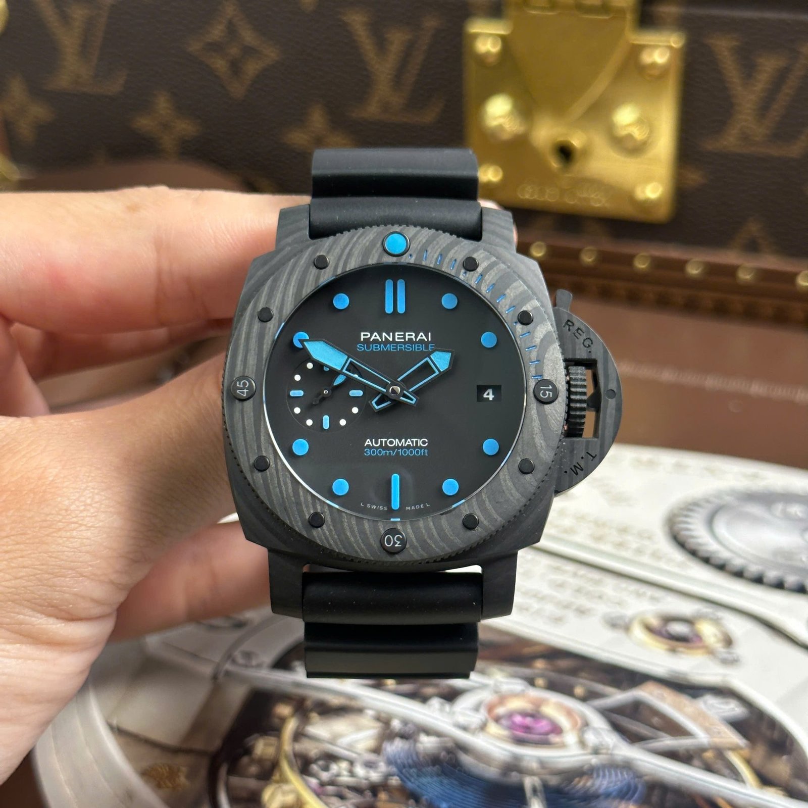 Panerai Submersible Carbotech PAM01616 Good Imitation Watches Black Dial Rubber Strap VS Factory 47mm - Đồng Hồ Replica 1:1