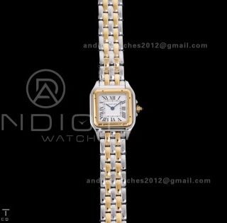 Panthère 22mm BVF 1:1 Best Edition SS/YG White Dial on SS/YG Bracelet Ronda Quartz