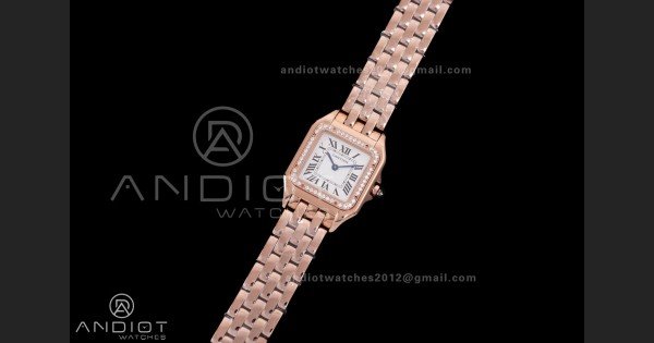 Panthère 27mm BVF 1:1 Best Edition RG White Dial Diamonds Bezel on RG Bracelet Ronda Quartz