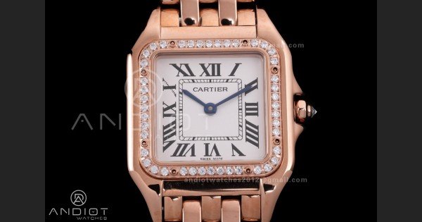 Panthère 27mm BVF 1:1 Best Edition RG White Dial Diamonds Bezel on RG Bracelet Ronda Quartz