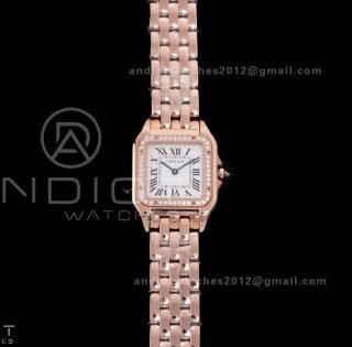 Panthère 27mm BVF 1:1 Best Edition RG White Dial Diamonds Bezel on RG Bracelet Ronda Quartz