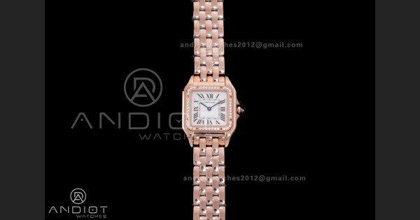 Panthère 27mm BVF 1:1 Best Edition RG White Dial Diamonds Bezel on RG Bracelet Ronda Quartz