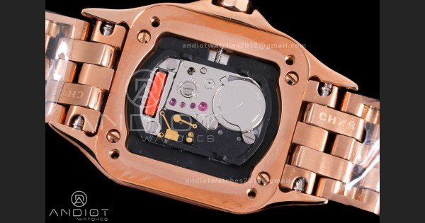 Panthère Ladies 22mm RG AF 1:1 Best Edition White Dial Diamonds Bezel on RG Bracelet Ronda Quartz