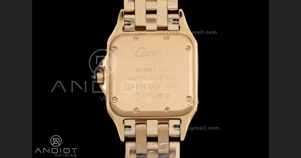 Panthère Ladies 27mm YG AF 1:1 Best Edition White Dial Diamonds Bezel on YG Bracelet Ronda Quartz