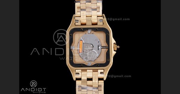 Panthère Ladies 27mm YG AF 1:1 Best Edition White Dial Diamonds Bezel on YG Bracelet Ronda Quartz