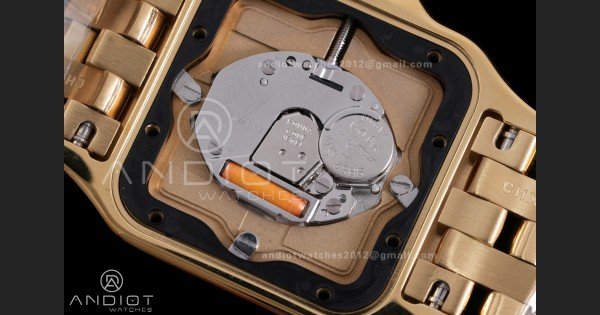 Panthère Ladies 27mm YG AF 1:1 Best Edition White Dial Diamonds Bezel on YG Bracelet Ronda Quartz