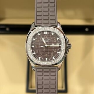 Patek Philippe Aquanaut 5067A Best Replica Watch Grey With Stone Bezel 35.6mm - Đồng Hồ Replica 1:1