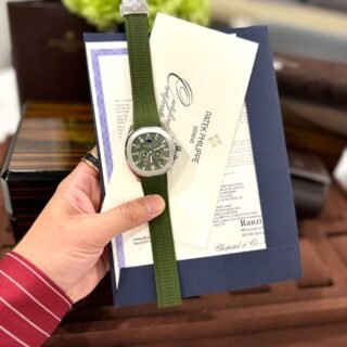 Patek Philippe Aquanaut 5261G Best Replica Watches Green Dial Rubber Strap 40mm - Đồng Hồ Replica 1:1