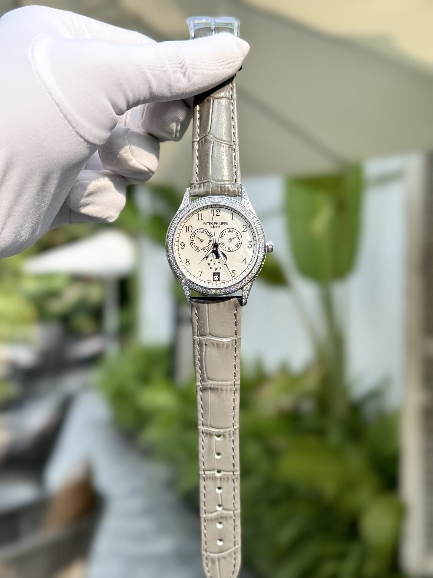 Patek Philippe Best Replica Watches Complications 4947G Gray Leather Strap 38mm - Đồng Hồ Replica 1:1