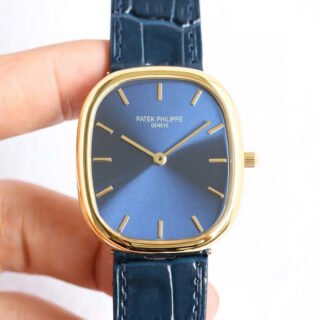 Patek Philippe Ellipse 5738R Imitation Watches Blue Dial Leather Strap 34x39mm - Đồng Hồ Replica 1:1
