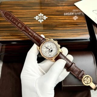 Patek Philippe Grand Complications 5270 Clone Watches White Dial Leather Strap 41mm - Đồng Hồ Replica 1:1