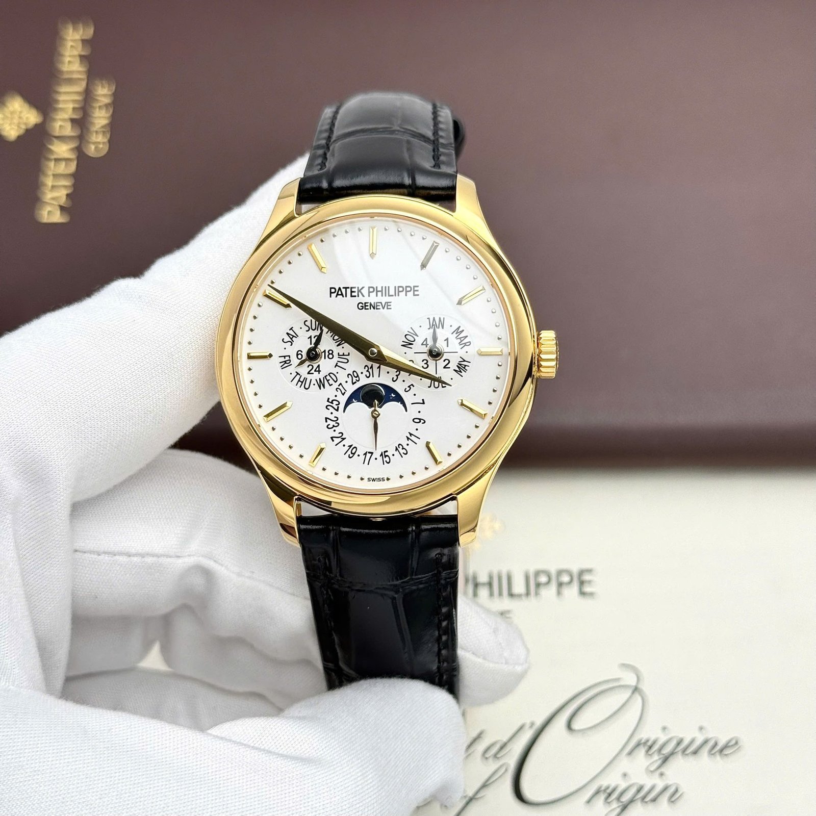 Patek Philippe Grand Complications 5327 Yellow Luxury Fake Watches White Dial 3K Factory 40mm - Đồng Hồ Replica 1:1