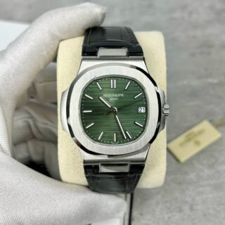 Patek Philippe Nautilus 5711 Replica Watch Leather Strap Green Dial 40mm - Đồng Hồ Replica 1:1