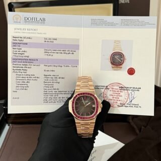 Patek Philippe Nautilus 5723 Replica Watch Gold Wrapped With Red Ruby 40mm - Đồng Hồ Replica 1:1