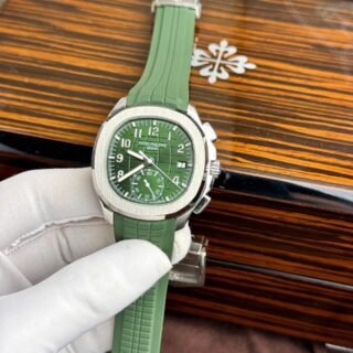 Patek Philippe Replica Watch Aquanaut 5968G Green Dial Rubber Strap 42.2mm - Đồng Hồ Replica 1:1