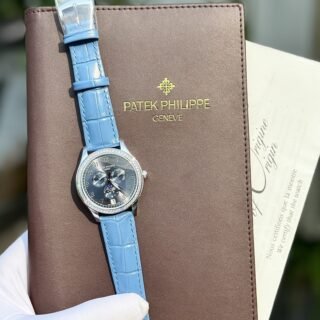 Patek Philippe Replica Watches Complications 4947G Blue Dial Leather Strap 38mm - Đồng Hồ Replica 1:1