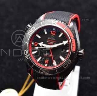 Planet Ocean 45.5mm Deep Black red Real Ceramic VSF 1:1 Best Edition on Black Nylon Strap A8906 Super Clone