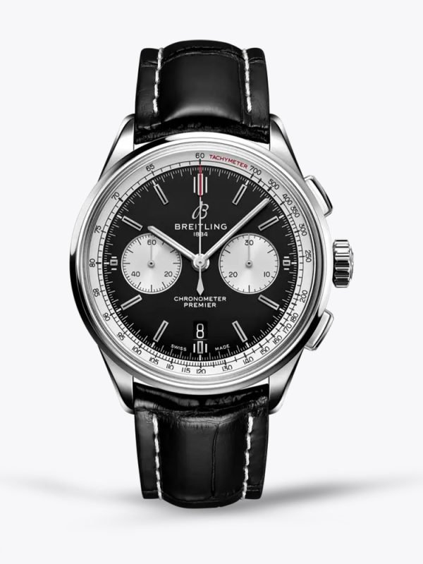 Premium Swiss Breitling Premier B01 AB0118371B1P1 Replica 42mm Replica Chronograph Watch – Elegant Black Dial & Leather Strap