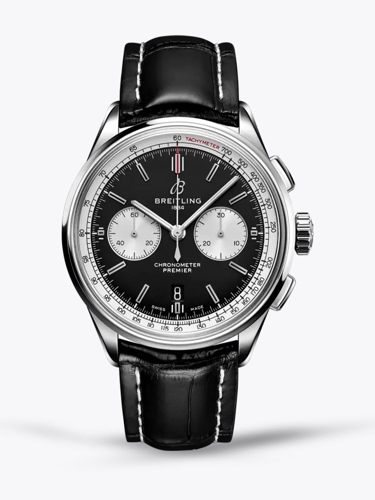 Premium Swiss Breitling Premier B01 AB0118371B1P1 Replica 42mm Replica Chronograph Watch – Elegant Black Dial & Leather Strap