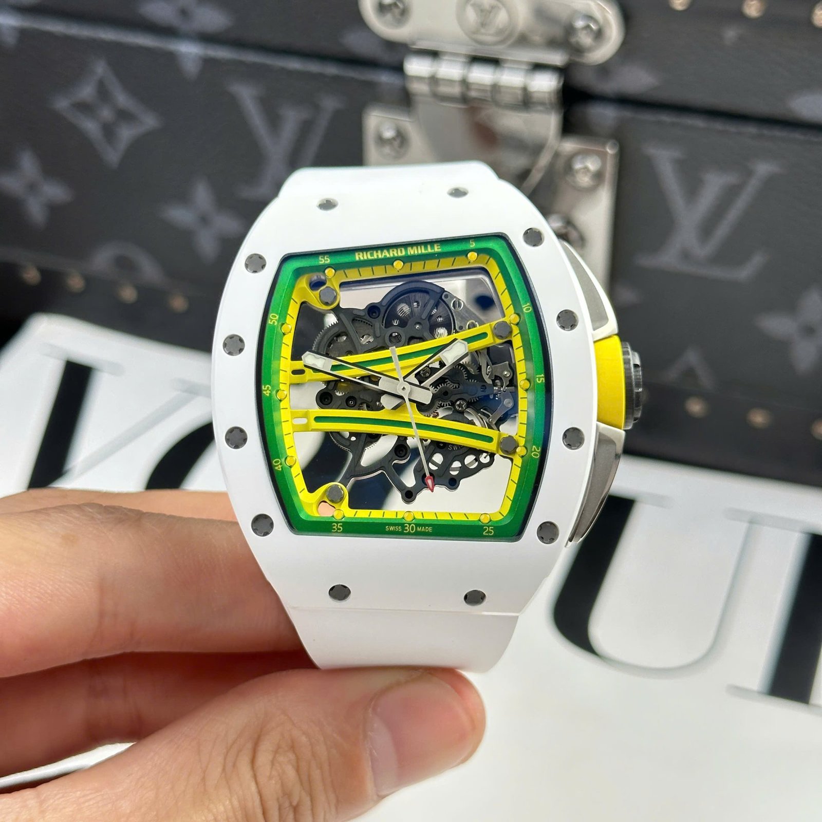 Richard Mille Best Copies Watch RM61-01 Manual Winding Yohan Blake Ceramic White ZF 42.7x50.23mm - Đồng Hồ Replica 1:1