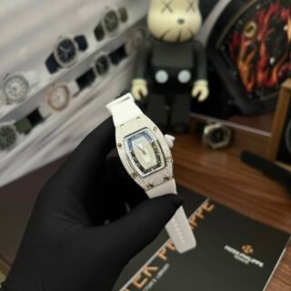 Richard Mille Fake Watches RM007 Mother Of Pearl Dial Rubber Strap 36mm - Đồng Hồ Replica 1:1