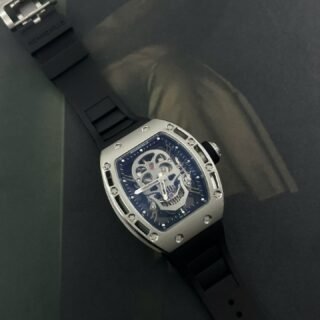 Richard Mille Luxury Fake Watches RM052 Flyback Tourbillon Skull Rubber Strap 43mm - Đồng Hồ Replica 1:1