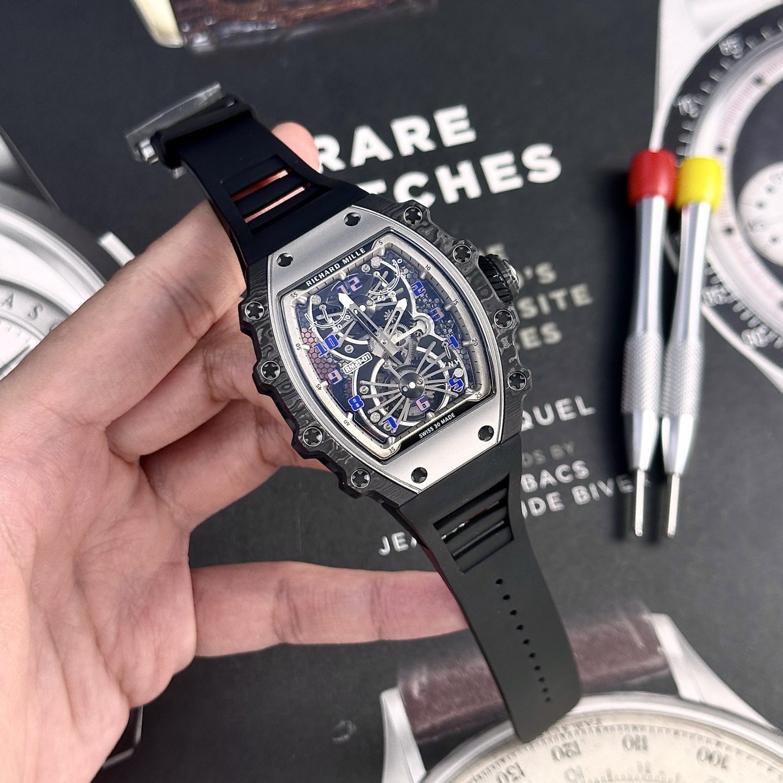 Richard Mille Replica Watch RM21-02 Tourbillon Aerodyne Rubber Strap 43mm - Đồng Hồ Replica 1:1