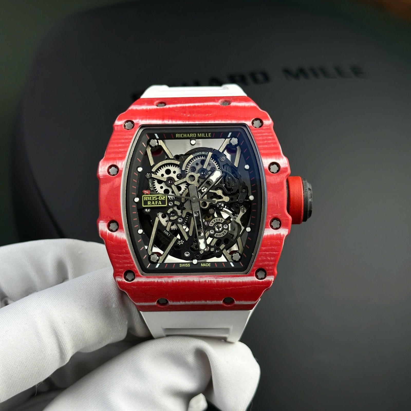 Richard Mille Replica Watch RM35-02 Rafael Nadal Red Quartz TPT 44mm - Đồng Hồ Replica 1:1