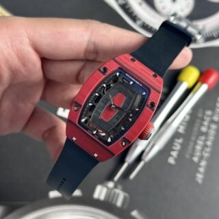 Richard Mille Replica Watches RM07-01 Red Carbon Rubber Strap 32x46mm - Đồng Hồ Replica 1:1