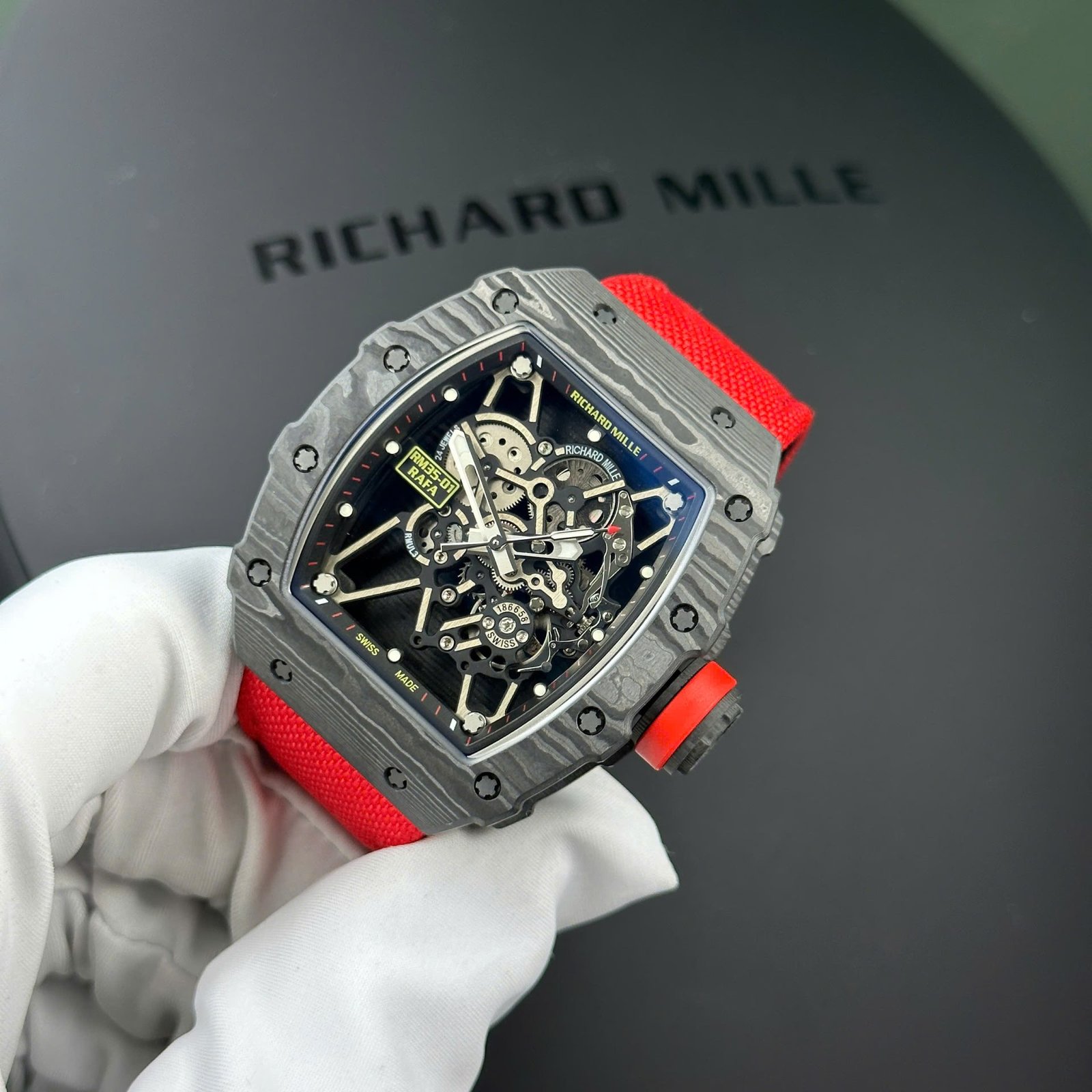 Richard Mille Replica Watches RM35-01 Rafael Nadal Carbon NTPT BBF Factory 44,5x50mm - Đồng Hồ Replica 1:1
