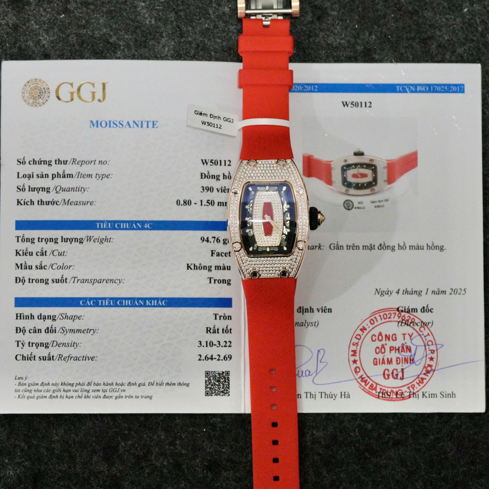 Richard Mille RM007 Replica Watch Custom Moissanite Diamonds Red 36mm - Đồng Hồ Replica 1:1