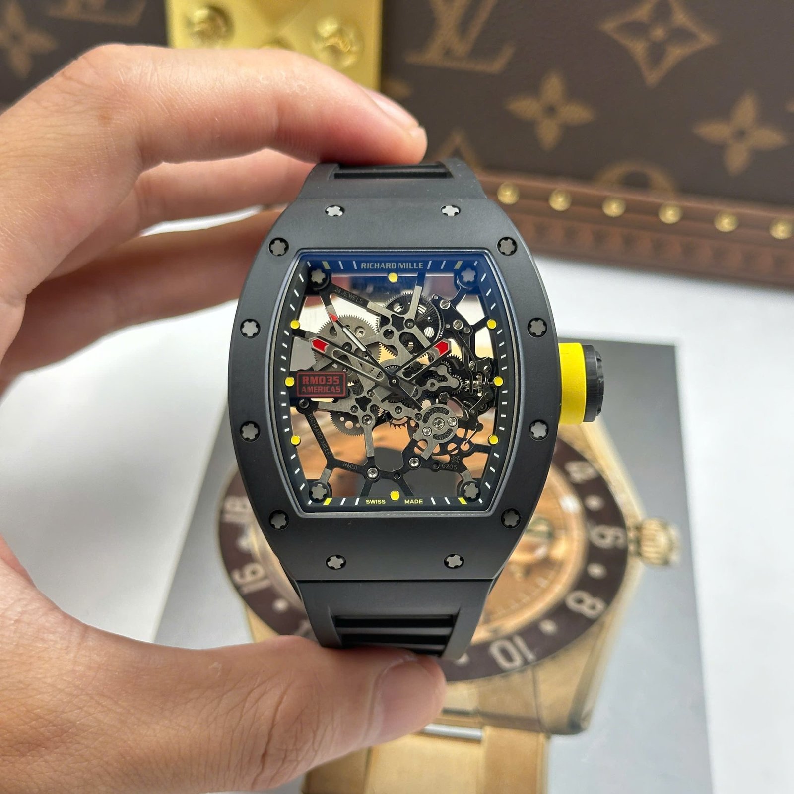 Richard Mille RM035 Americas Toro Imitation Watches Black Ceramic Rubber Strap ZF Factory 40x48mm - Đồng Hồ Replica 1:1