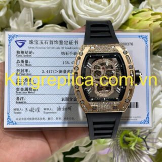 Richard Mille RM052 Tourbillon 18K Gold Wrapped Customs Moissanite Diamonds Hong Kong 42mm - Đồng Hồ Replica 1:1