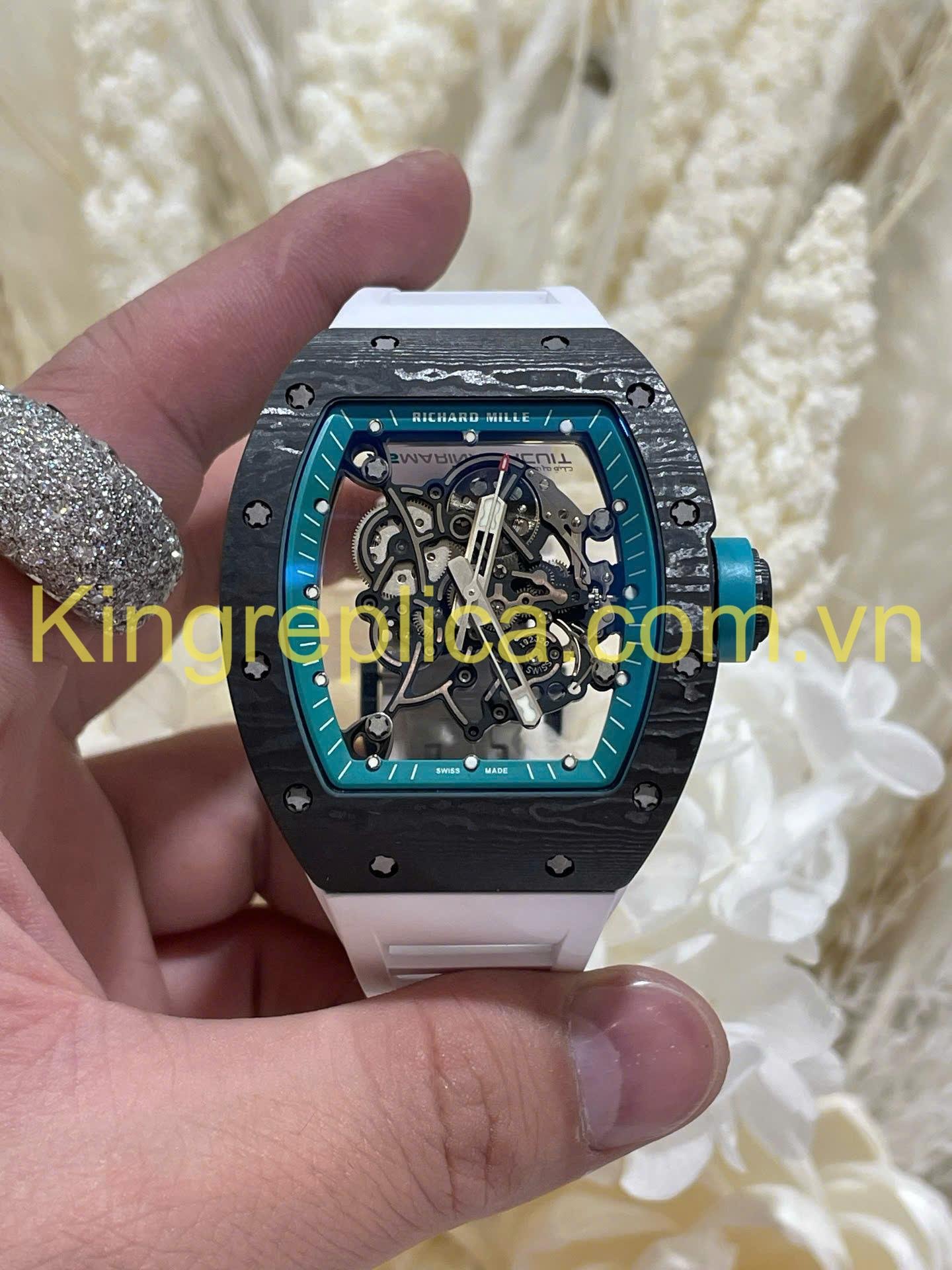 Richard Mille RM055 Bubba Watson Carbon Luxury Replica Watches Exclusive Custom Vaucher Movement 42,7×49,9mm - Đồng Hồ Replica 1:1