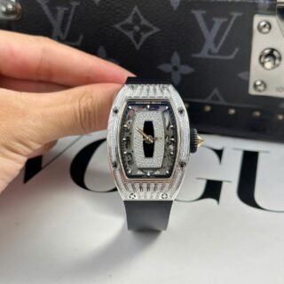 Richard Mille RM07-01 Best Replica Watches Diamonds Black Rubber Strap ZF Factory 36mm - Đồng Hồ Replica 1:1